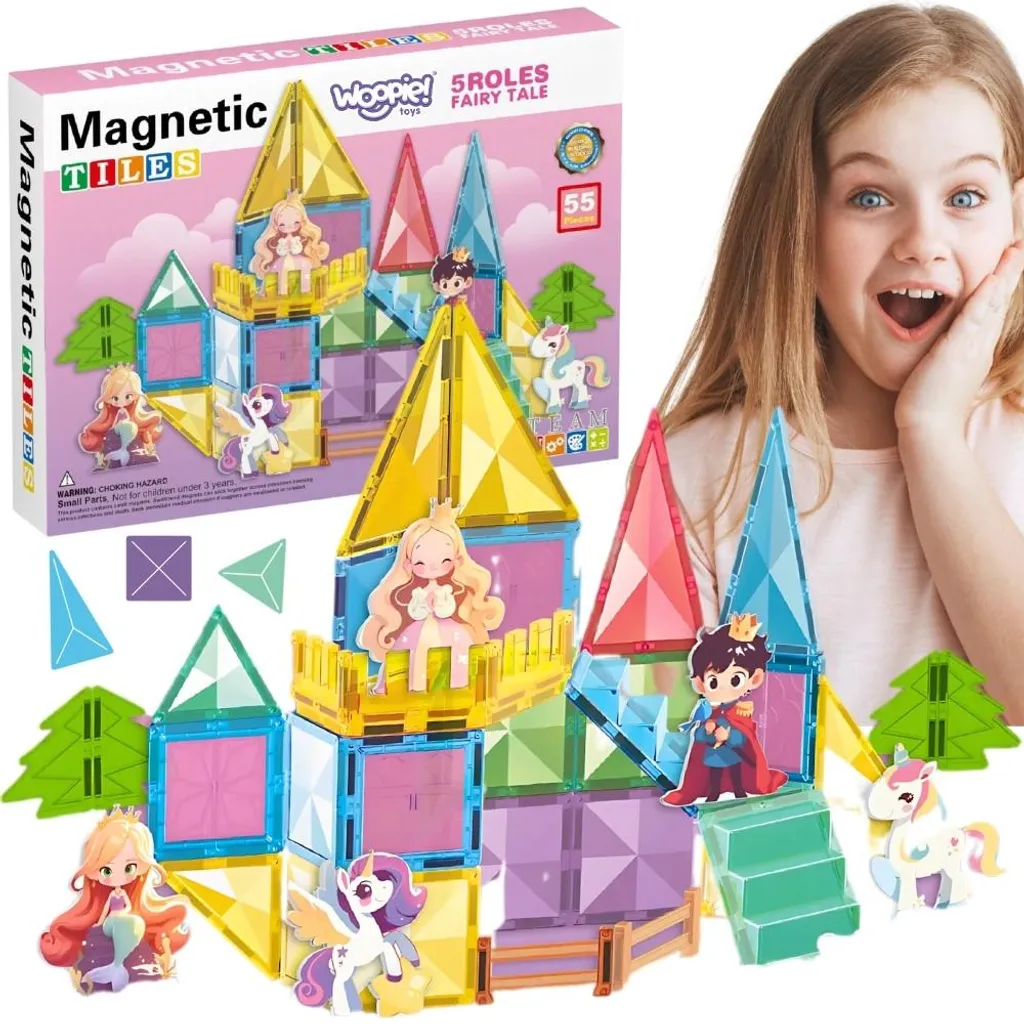Jeu Éducatif Magnétique 3D : Création de Château Magique Woopie 55 Pcs