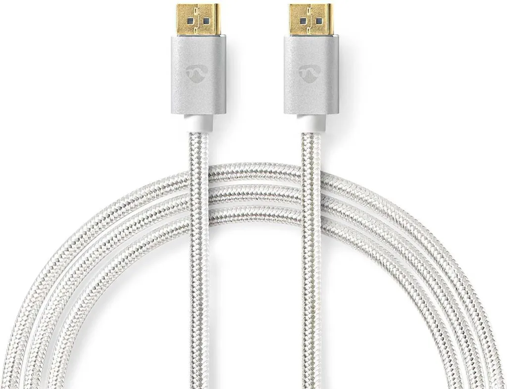 Cavo Displayport 8K Maschio - 2 Metri Argento Trecciato Oro