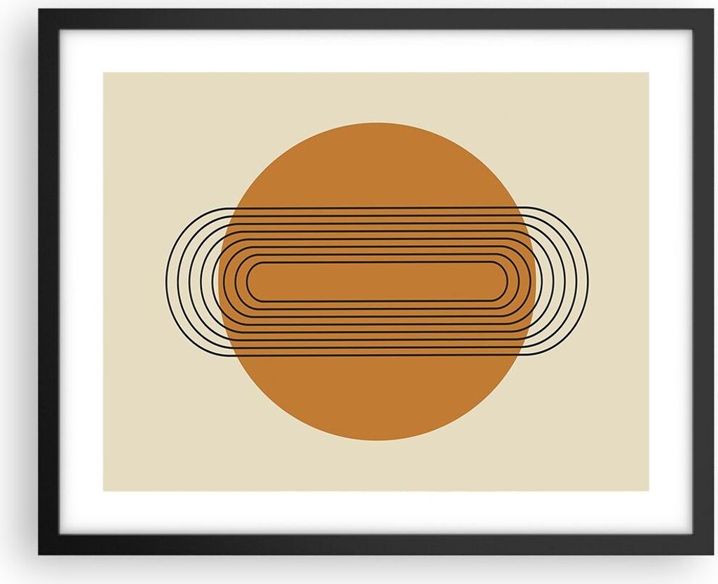Gerahmtes Poster - Schwarzer Rahmen - Stück Geometrisch Orange - 50x40 cm - Wand Bild - Wanddeko - Wandbilder - Kunstposter - Wandposter - Bilderr...