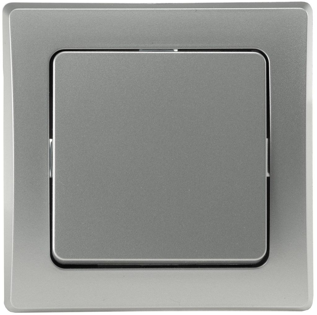 DELPHI Kreuzschalter 250V/ 10A inkl. Rahmen UP silber Produktbild 
