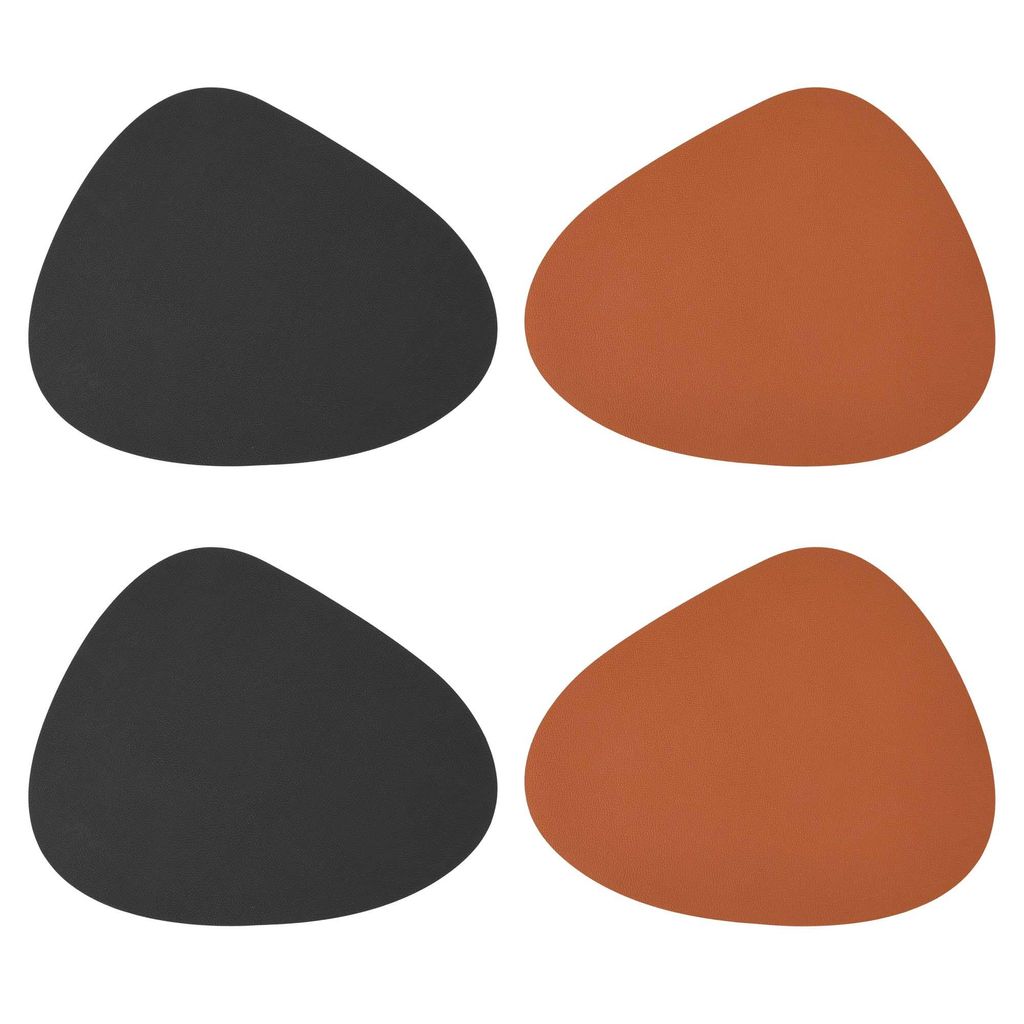 4er Set Platzmatte Kunstleder 45 x 30 cm Schwarz & Braun Produktbild 