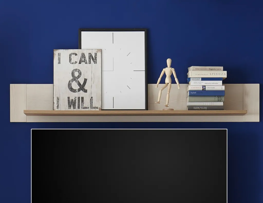 Tablette murale design Briana en bois MDF blanc 155 cm de longueur