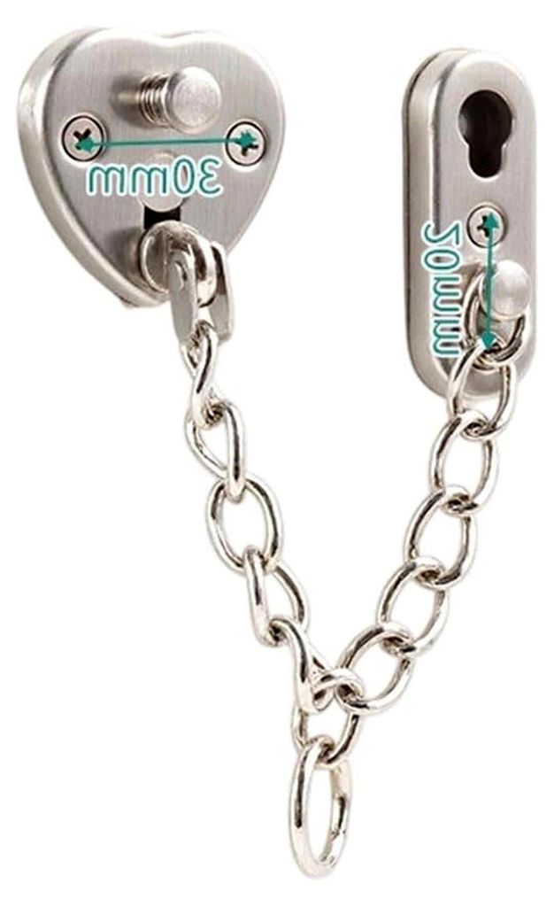 Edelstahl-Tür-Kettenschloss für Haus, Wohnung und Hotel - Bohrfreier Anti-Diebstahl-Sicherheitsriegel mit 10,5 x 3 cm Schwerlast-Design - Schwarz...