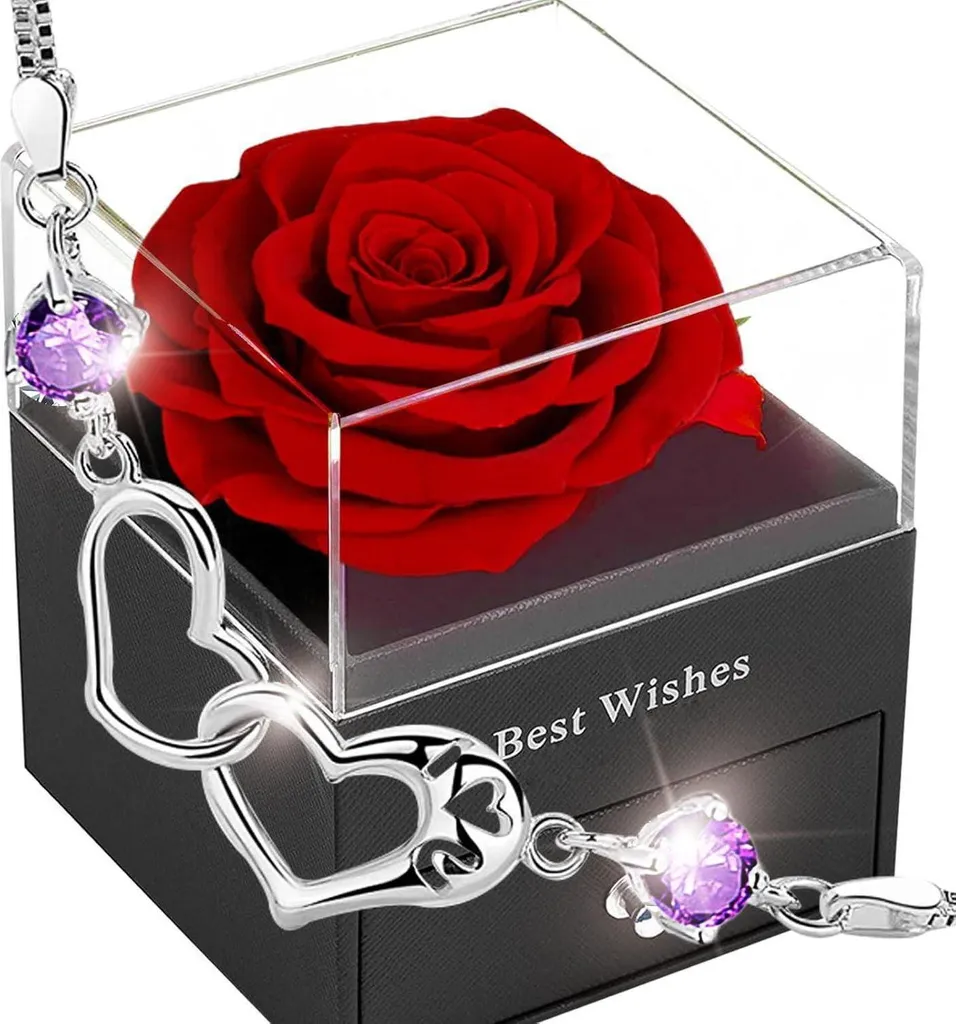 Rose éternelle rouge - Fleur durable sans entretien pour cadeau femme