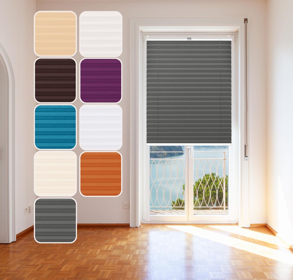 Plissee ohne Bohren 90x150cm Anthrazit