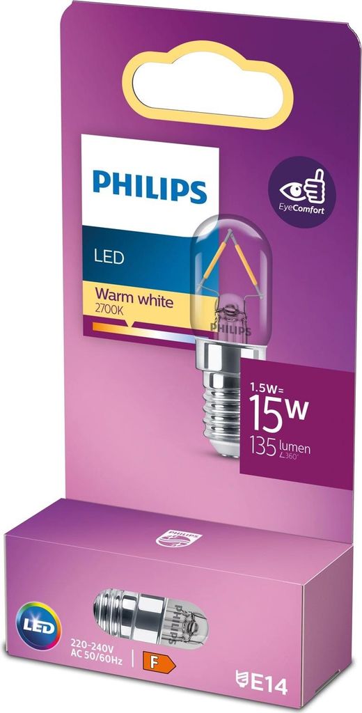 Philips Filament-Lampe, transparent 15W T20 E14, 1,5 W, 15 Produktbild 