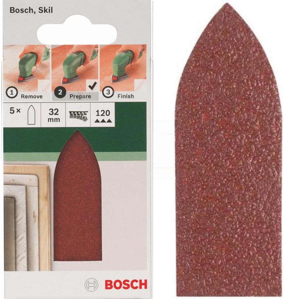 Bosch Schleifblatt 5 Stück, 32 mm, Körnung 120 für Deltaschleifer verschiedene Materialien