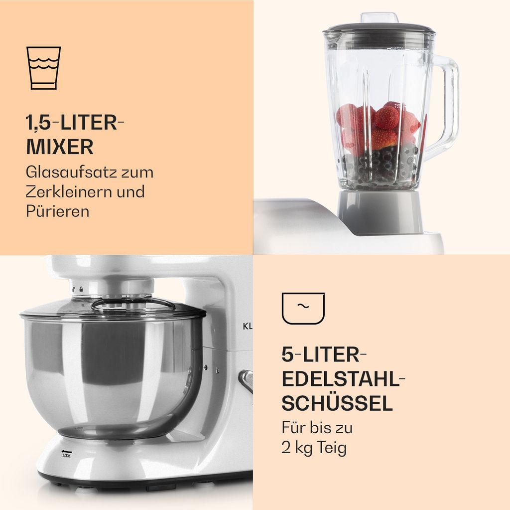 Klarstein Knetmaschine Küchenmaschine mit Fleischwolf, Produktbild 6