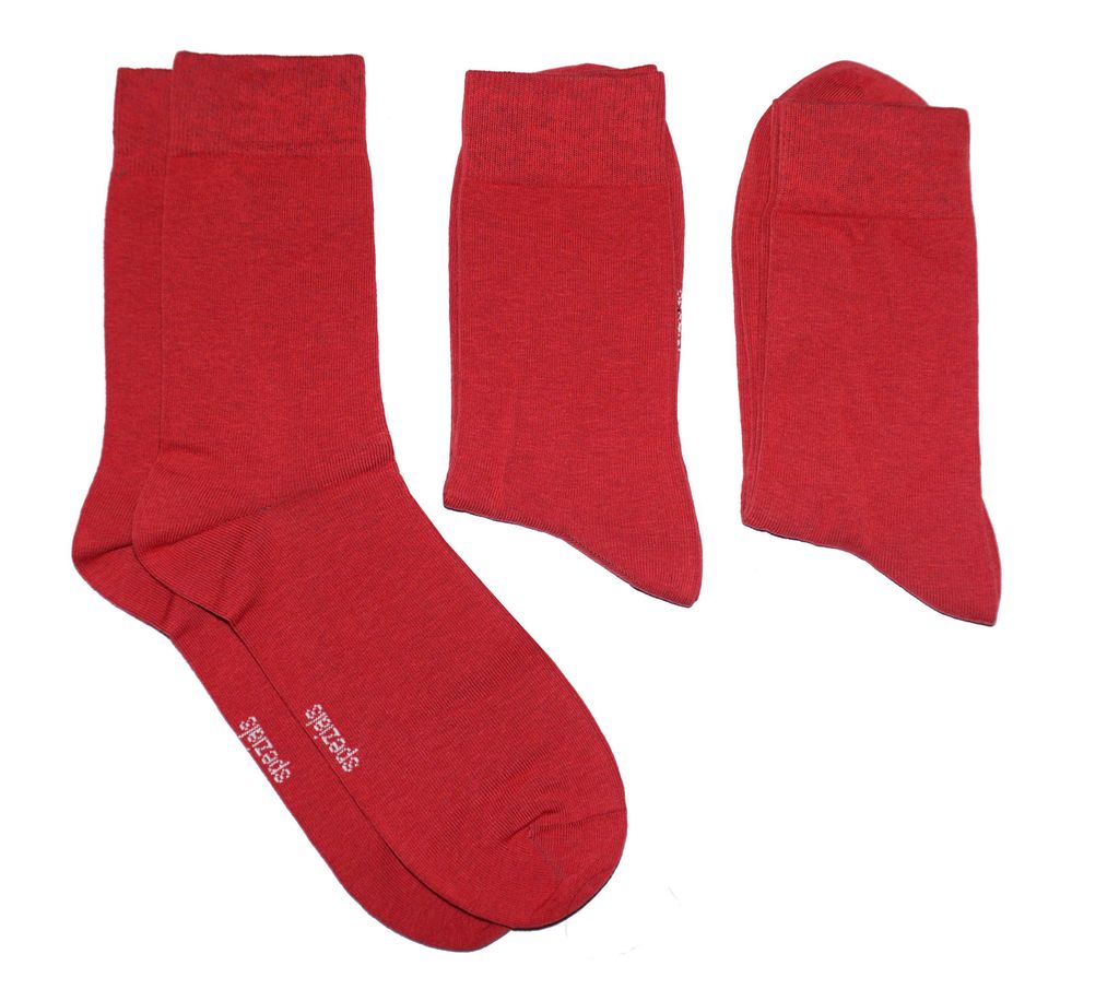 Herren Business Socken 3-er Pack aus Baumwolle Rot Chili Größe 39-42