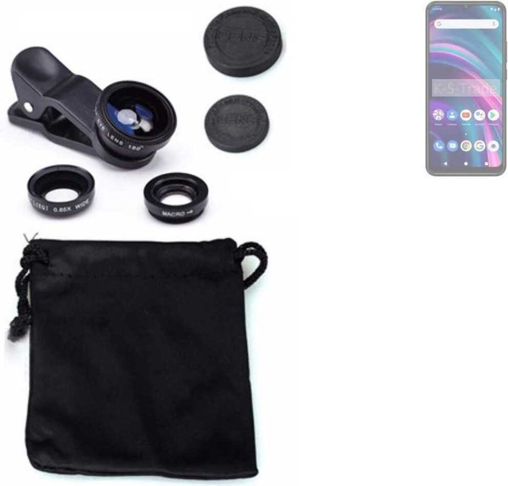 K-S-Trade Smartphone Kamera Linsen Set Kompatibel mit BLU S91 3in1 Clip-On Kamera Adapter Macro Weitwinkel FishEye Fischauge Objektiv Linse