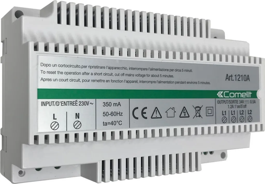 Alimentation 1210A Comelit Système 2 fils pour Interphone et Visiophone