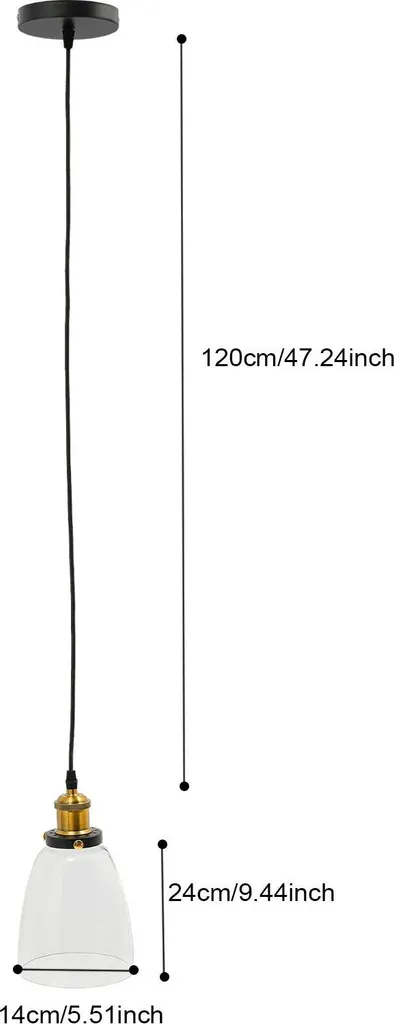 Suspension Verre Transparent E27 pour Éclairage Puissant et Variable
