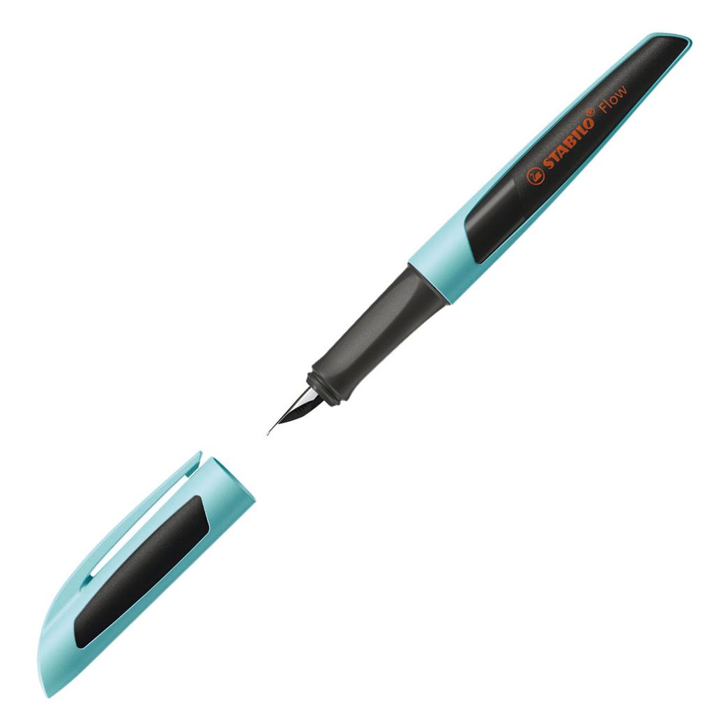 Stylo Plume STABILO Flow Sporty - Pointe M (0.5mm), Zone De Préhension Ergonomique, Cartouches Standards - Couleur Kaki/noir