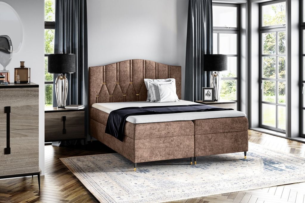 Kontinentales Bett OFRI – 180 x 200, braun + GRATIS-Topper