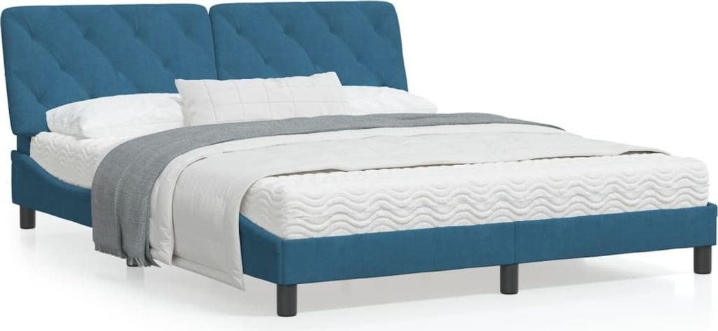Maison Exclusive - Bettgestell ohne Matratze Blau 160x200 cm Samt