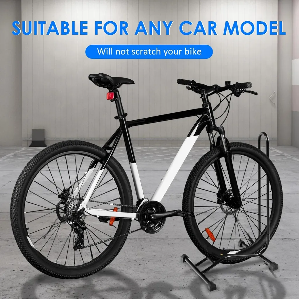 Support à vélos de course au sol en métal noir forme L non pliable - 4