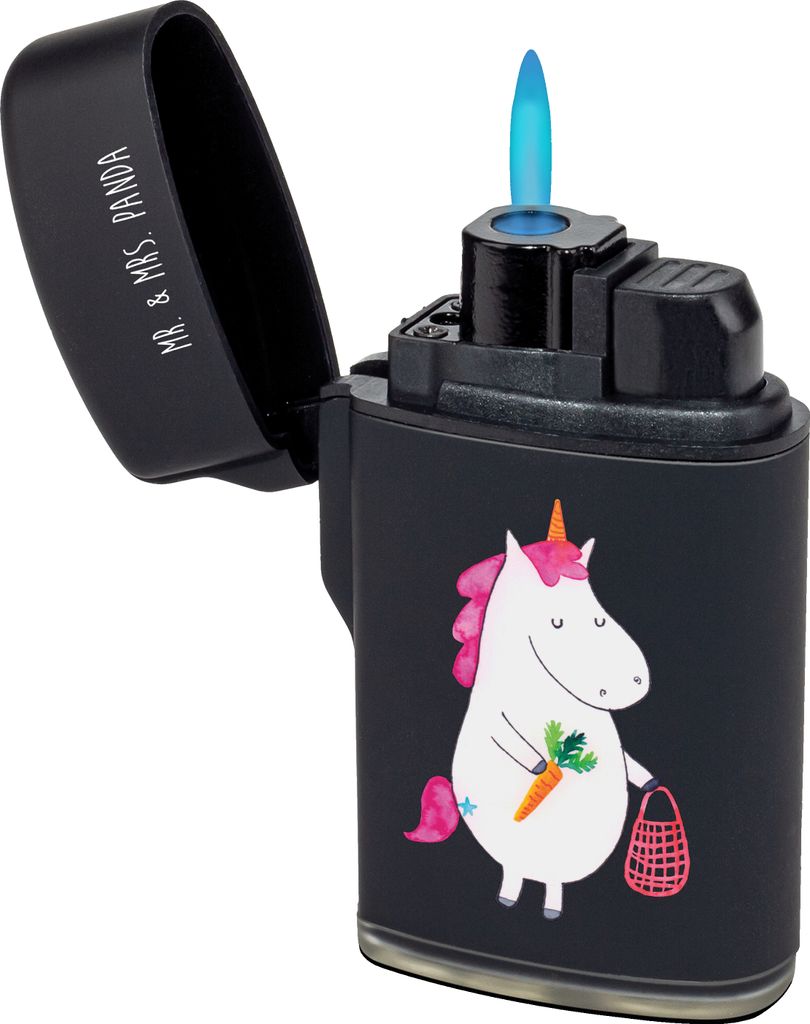 Mr. & Mrs. Panda sturmfeuerzeug Einhorn Gemüse - Schwarz - Geschenk, Gasfeuerzeug, Unicorn, Einhörner, Feuerzeug, Biomarkt, sturmfeuerzeuge, gas ...