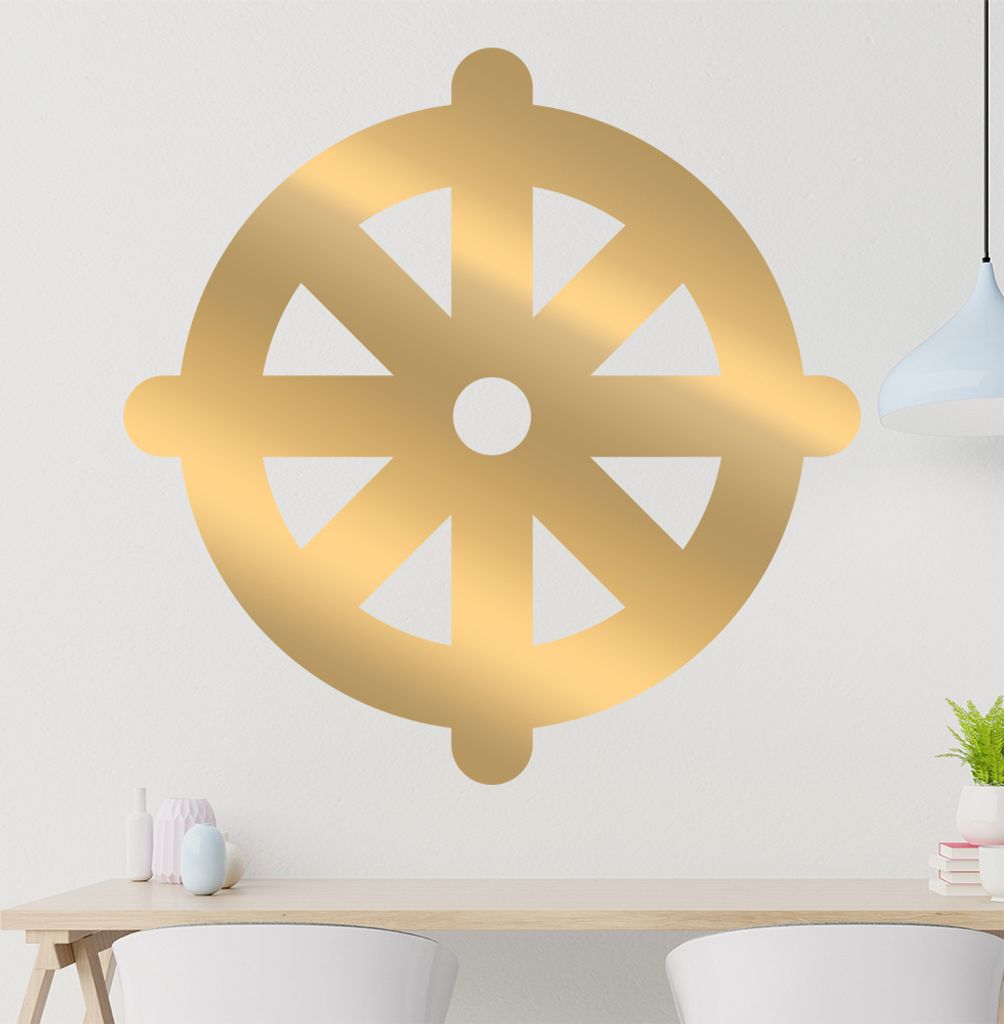 KIWISTAR Dharmachakra Buddhismus Wandtattoo in 6 Größen - Wandaufkleber Wall Sticker - Dekoration, Küche, Wohnzimmer, Schlafzimmer, Badezimmer