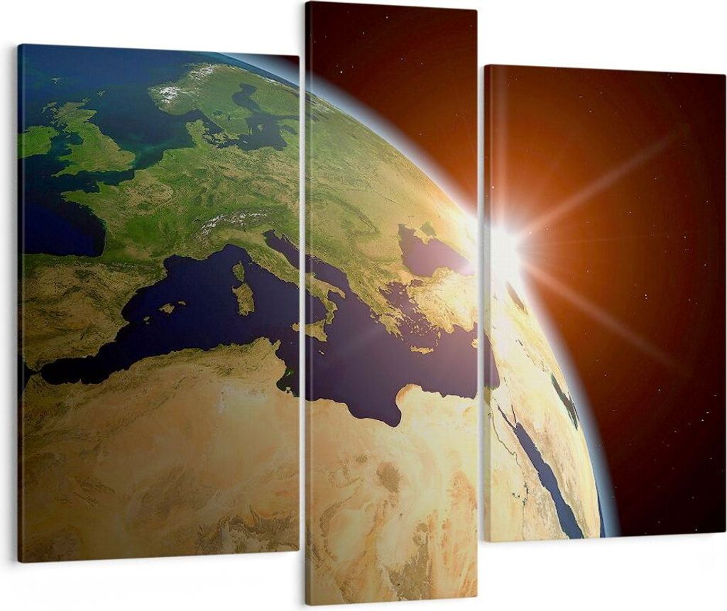 Bild auf Leinwand - Leinwandbild - Erde galaxie kugel lande - 95x80cm - Wand Bild - Wanddeko - Leinwanddruck - Bilder - Kunstdruck - Wanddekoration...