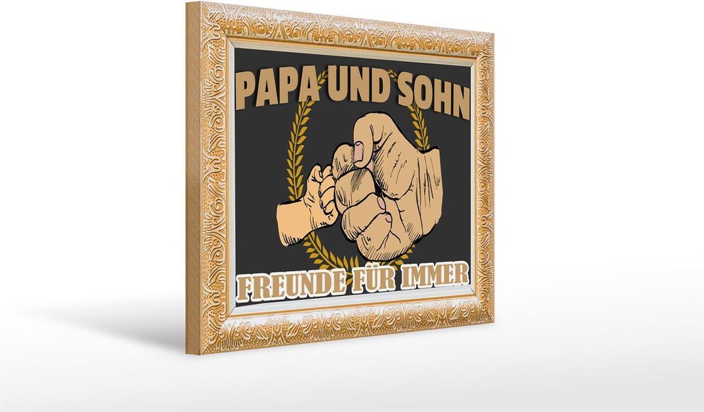 Holzschild Papa und Sohn Freunde für immer, 40 x 30 cm, Holzschilder