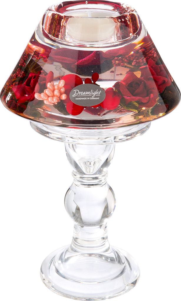 Gilde Dreamlight, Teelichtleuchter, Lampe Memphis, Adele , Rose, Glas, rot, VE 2, H. 20 cm, D. 12 cm Höhe: 20.00 cm Durchmesser: 12.00 cm 73546