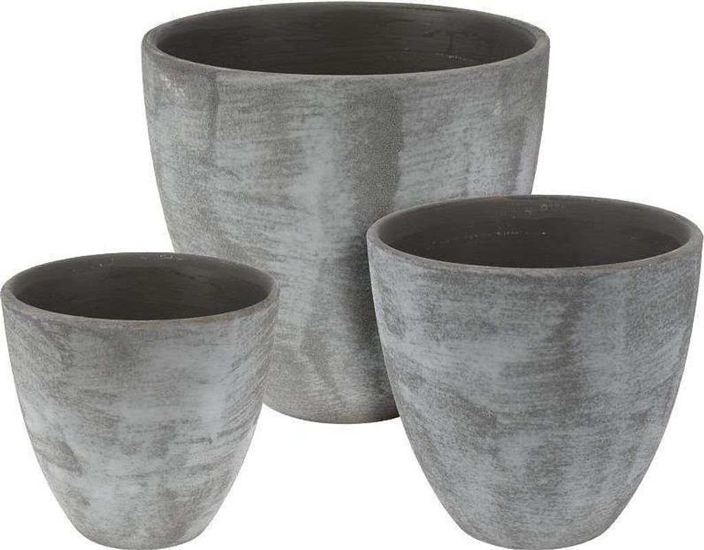 PROGARDEN Céramique Pots de fleurs set de 3 pièces gris Image du produit 