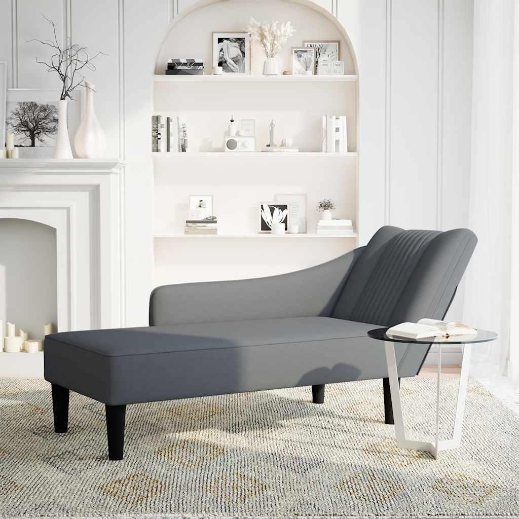 vidaXL Chaiselongue mit Rechter Armlehne Dunkelgrau Samt