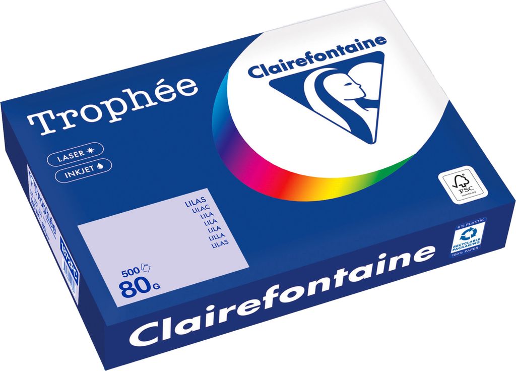 Clairefontaine - Trophée farbiges Papier, A4, 80 g, 500 Blatt, fliederfarben