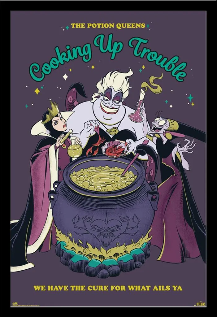 Cadre Photo Disney Villains avec Affiche Cooking Trouble Vitre Incassable
