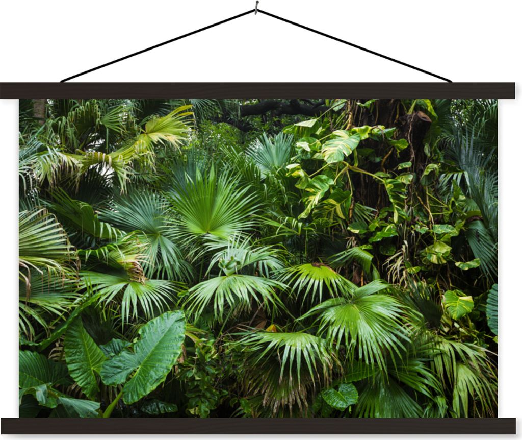 MuchoWow Textilposter Palmwedel - Sonne - Tropisch 90x60 cm mit schwarzem Rahmen - Aufhängungssatz