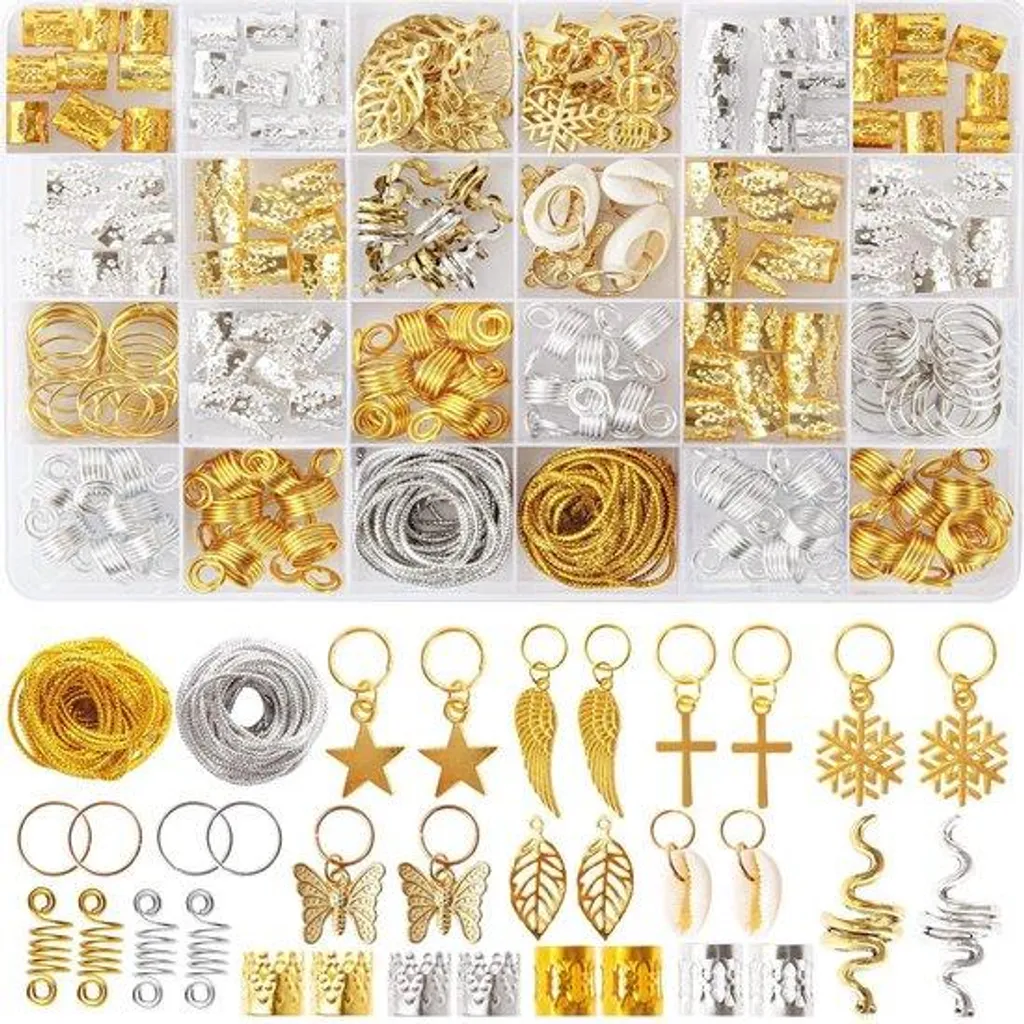 Bijoux pour dreadlocks anti-glisse en métal - Lot 230 pièces robuste