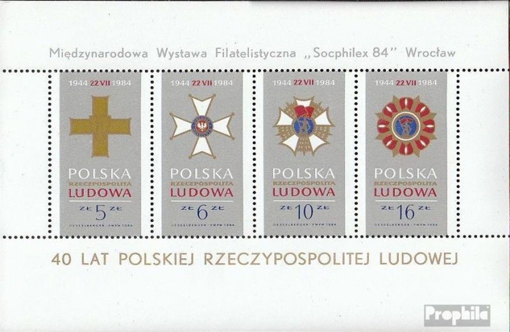 Briefmarken Polen 1984 Mi Block95 (kompl.Ausg.) postfrisch 40 Jahre VR Polen