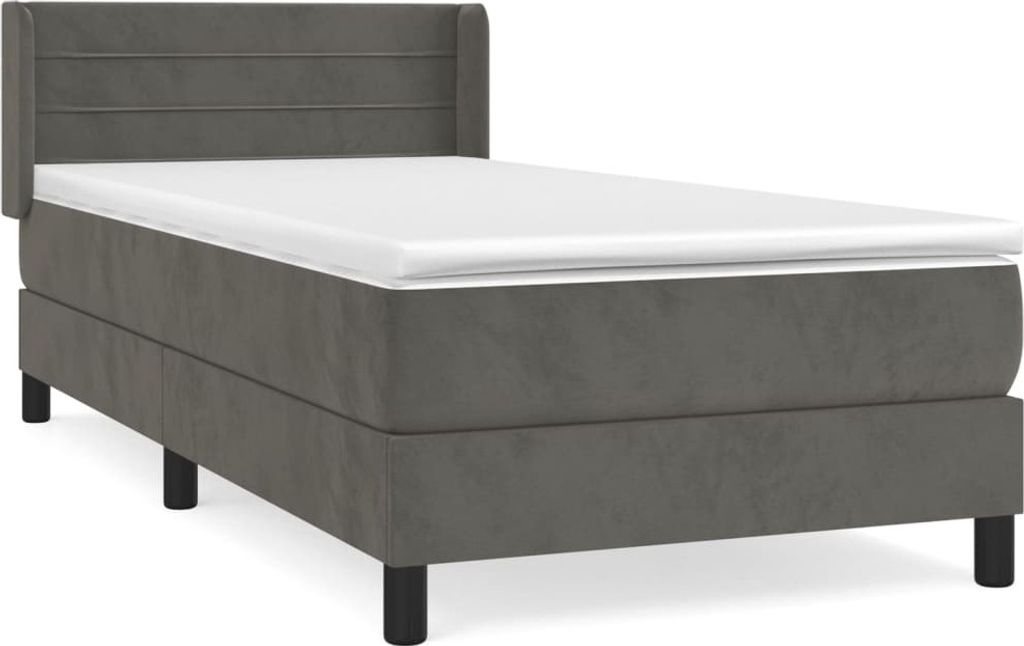 vidaXL Lit boxspring avec matelas gris foncé 100x200 cm Image du produit 
