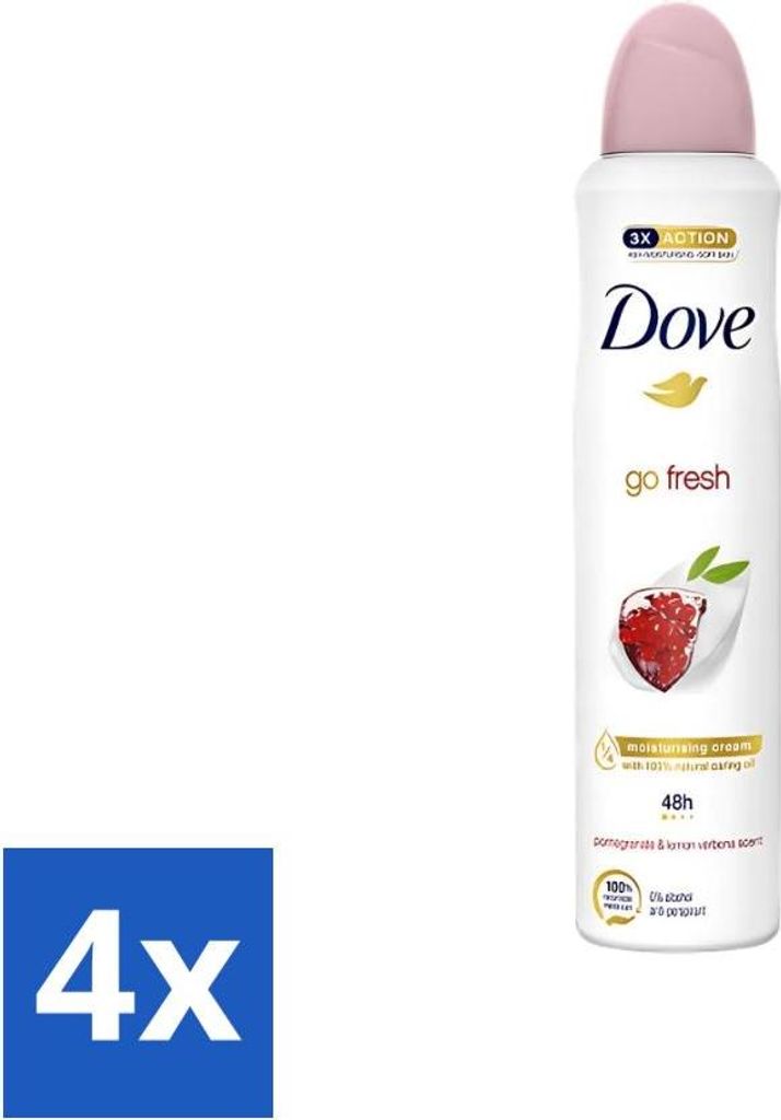 Dove - Deodorant - Spray Go Fresh - Granatapfel - Fruchtiger Duft - 250 ml - Vorteilspack - 4 Stücke
