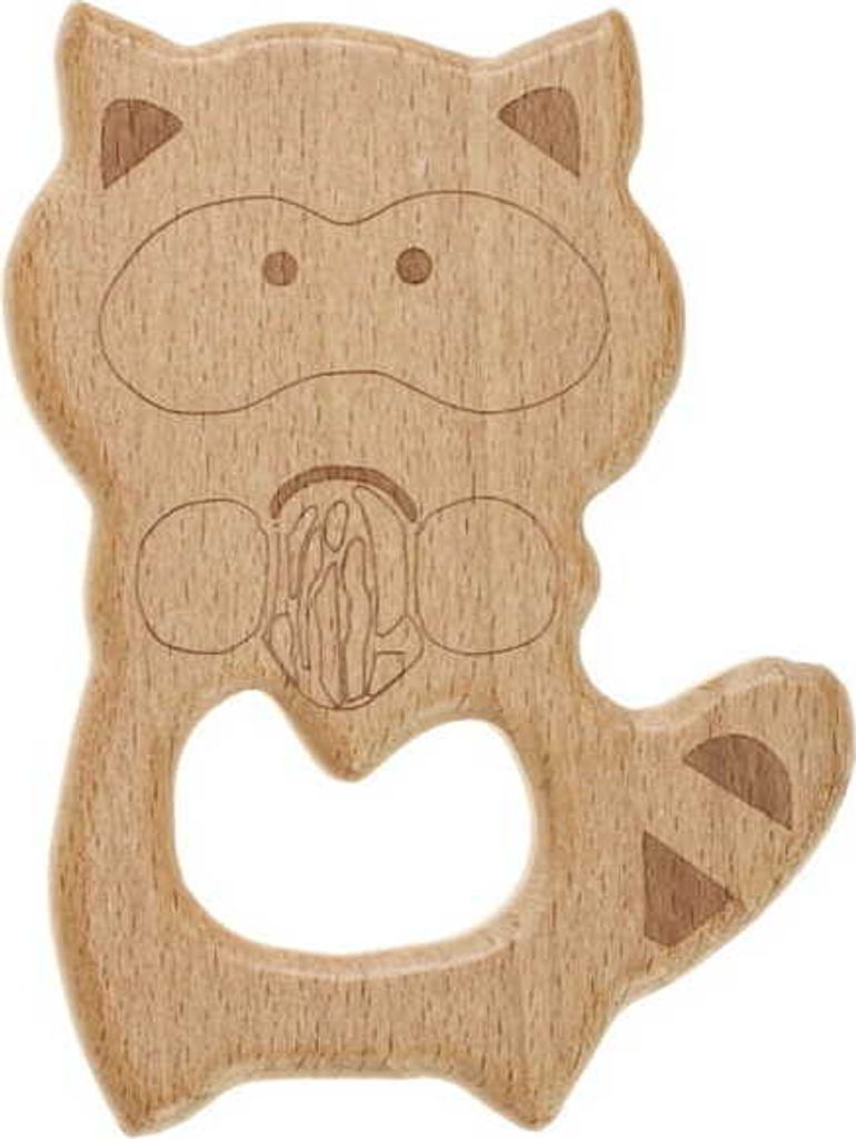 Beißring aus Holz Waschbär / Bocioland