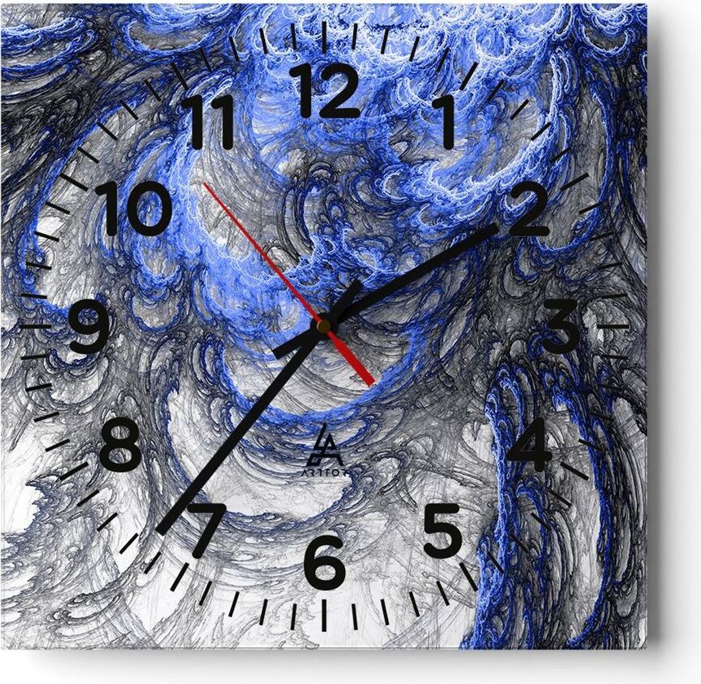 Wanduhr - Quadrat - Glasuhr - Abstraktion modern - 40x40cm - Schleichendes Uhrwerk - Lautlos - zum Aufhängen bereit - Dekoration Modern - Wanddeko...