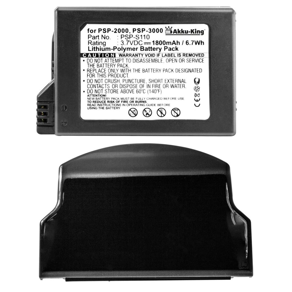 Akku-King 20112181, Akku, Schwarz, Weiß, Sony, PlayStation Portable Lite, Slim PSP 2th, PSP-2000, PSP-3000, PSP-3004, PSP-S110, CS-SP112XL, Lithiu...
