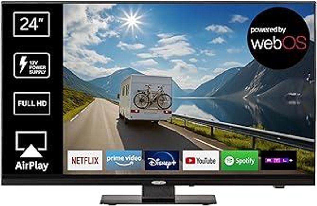 REFLEXION LDDX24IBT-Black Smart LED Fernseher 24 Zoll / 60cm, LG webOSHub, Wohnwagen/Wohnmobil/Camping/Caravan/Boot/LKW TV, Slimline, 12/24/230 Vol...