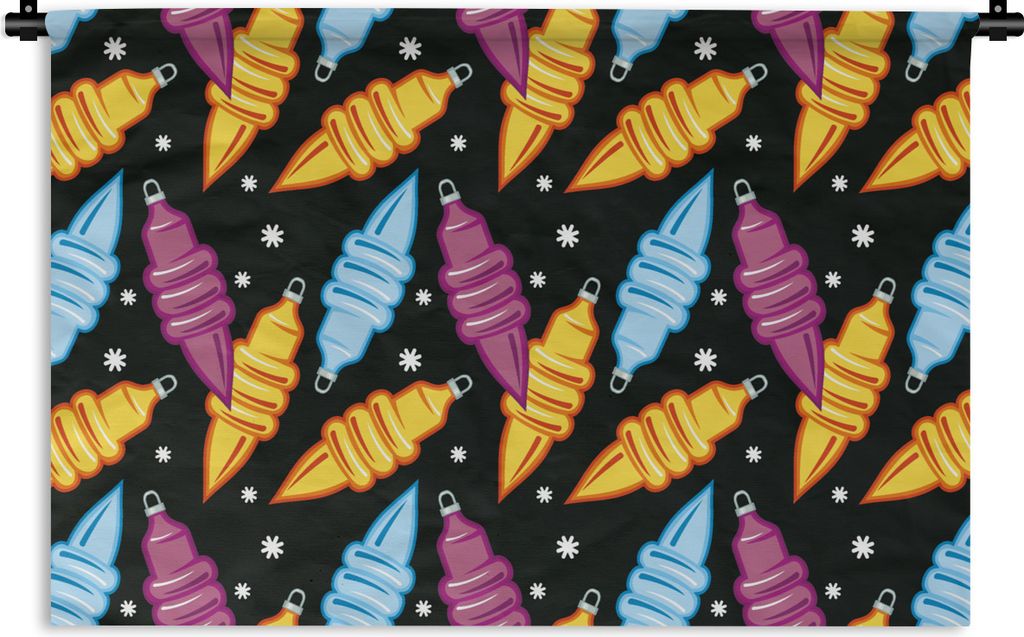 MuchoWow Wandteppich Wandbehang Weihnachten - Muster - Lampe 90x60 cm Tapisserie Dekoration Wandtuch - Wandskulpturen - Bildteppich