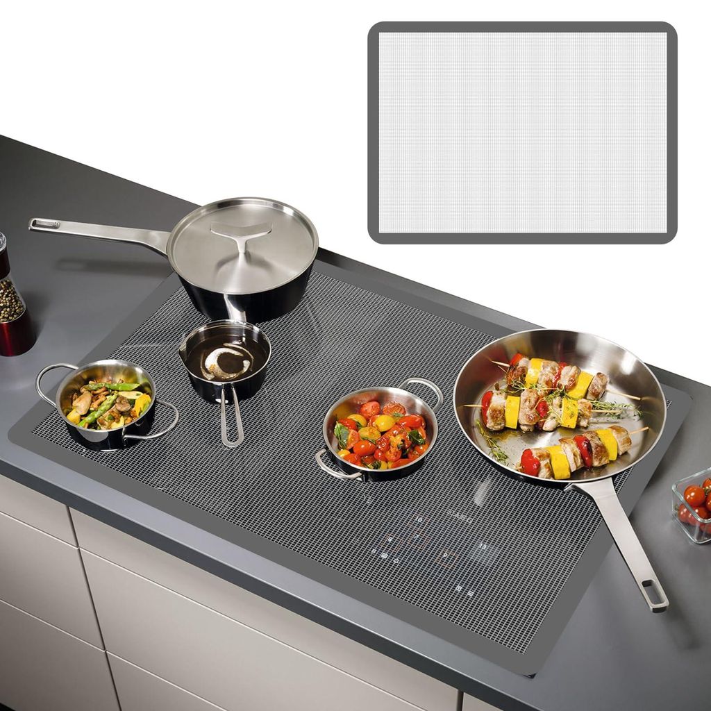 Große Schutzmatte für Induktionskochfelder 80x52 cm, Silikonmatte für Induktionskochfelder, multifunktionale Silikonmatte, Kratzschutz für Indu...