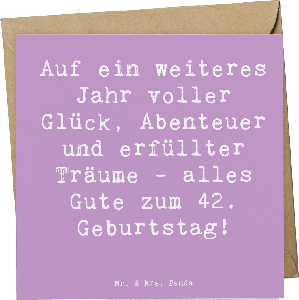Mr. & Mrs. Panda Deluxe Karte Spruch 42. Geburtstag - Lavendeltraum - Geschenk, durchdachte Geschenke, Klappkarte, Happy Birthday, doppelkarte, Alt...