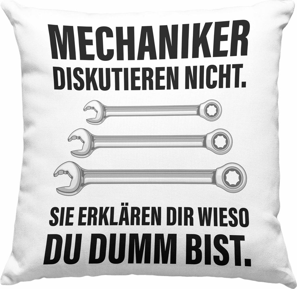 Trendation - KFZ Mechaniker Geschenk Lustig Deko-Kissen mit Füllung 40x40 Automechaniker Mechatroniker Werkstatt Deko-Kissen mit Füllung 40x40 (R...