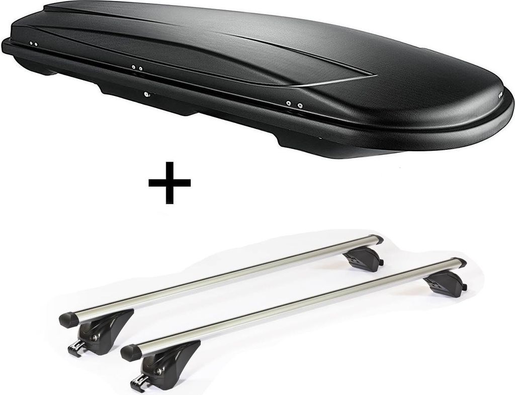 Dachbox VDPJUXT500 500Ltr abschließbar schwarz + Dachträger/Relingträger VDP KING1 kompatibel mit für Volvo XC60 (5 Türer) 14-17