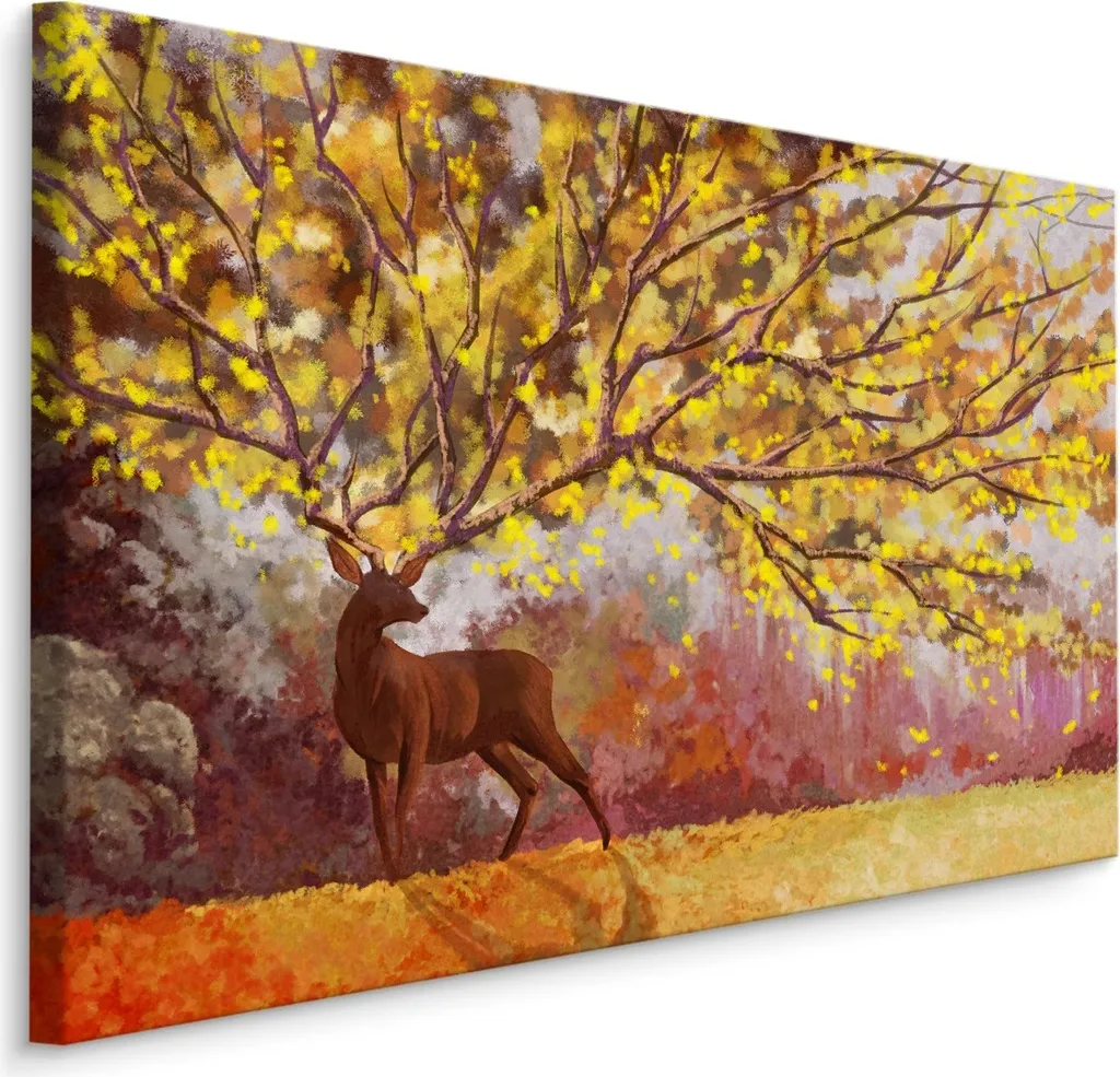 Quadro Moderno Cervo Astratto 120x80 XXL - Tela d'Arredo per Soggiorno