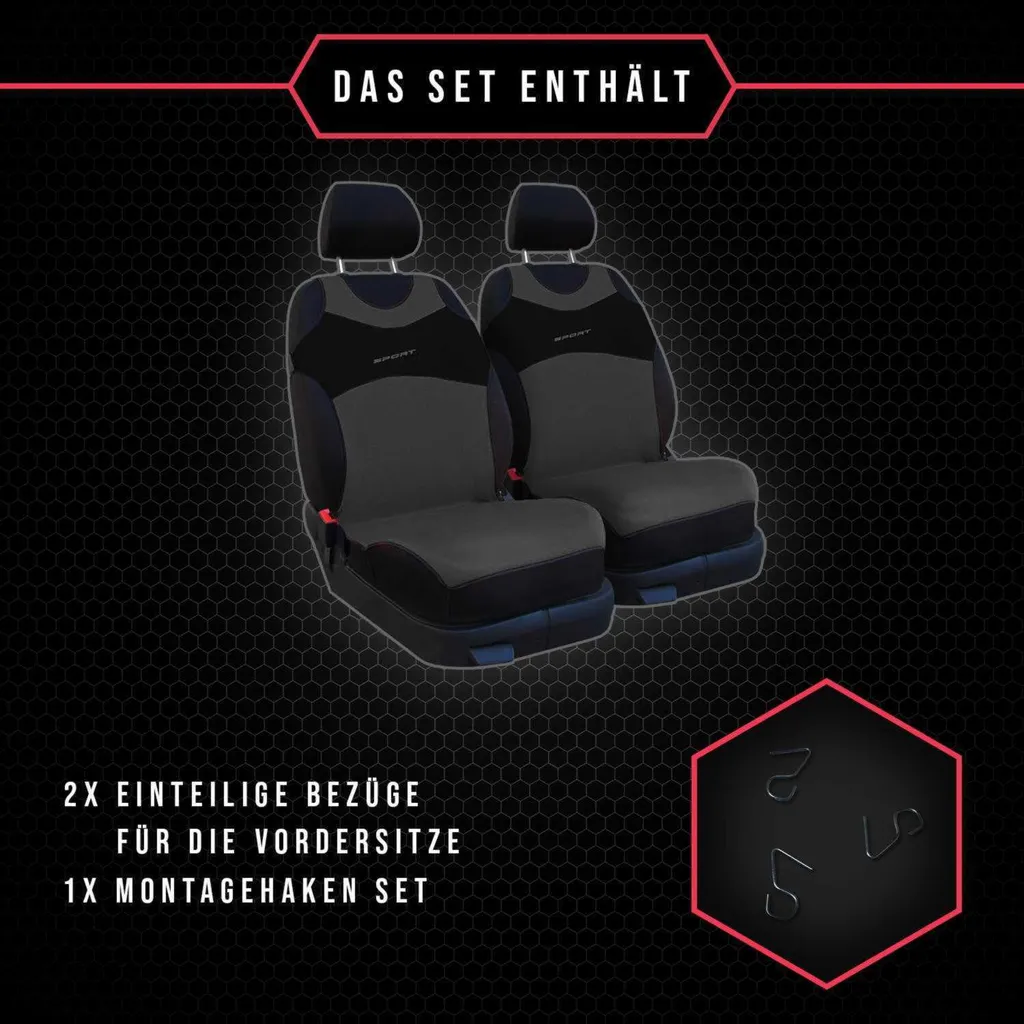 Coprisedili Auto Universali Grigio 1+1 Anteriori per Volvo S40 Resistenti - 6