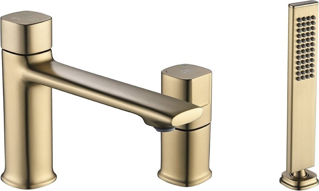 Laveo | Tores badkraan - 3-gaats - Geborsteld goud - Productafbeelding 