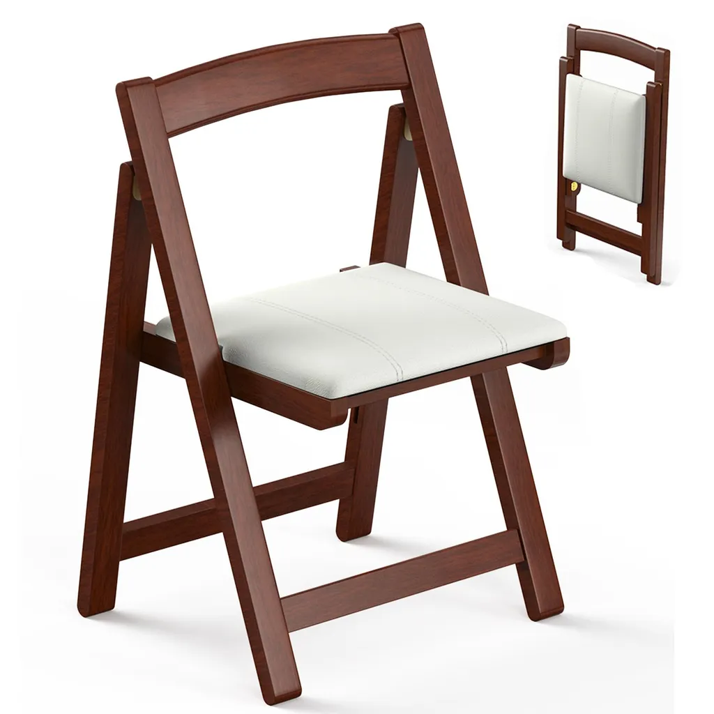 Chaise pliante pour cuisine, bureau et fête - Assise bois et rembourrée