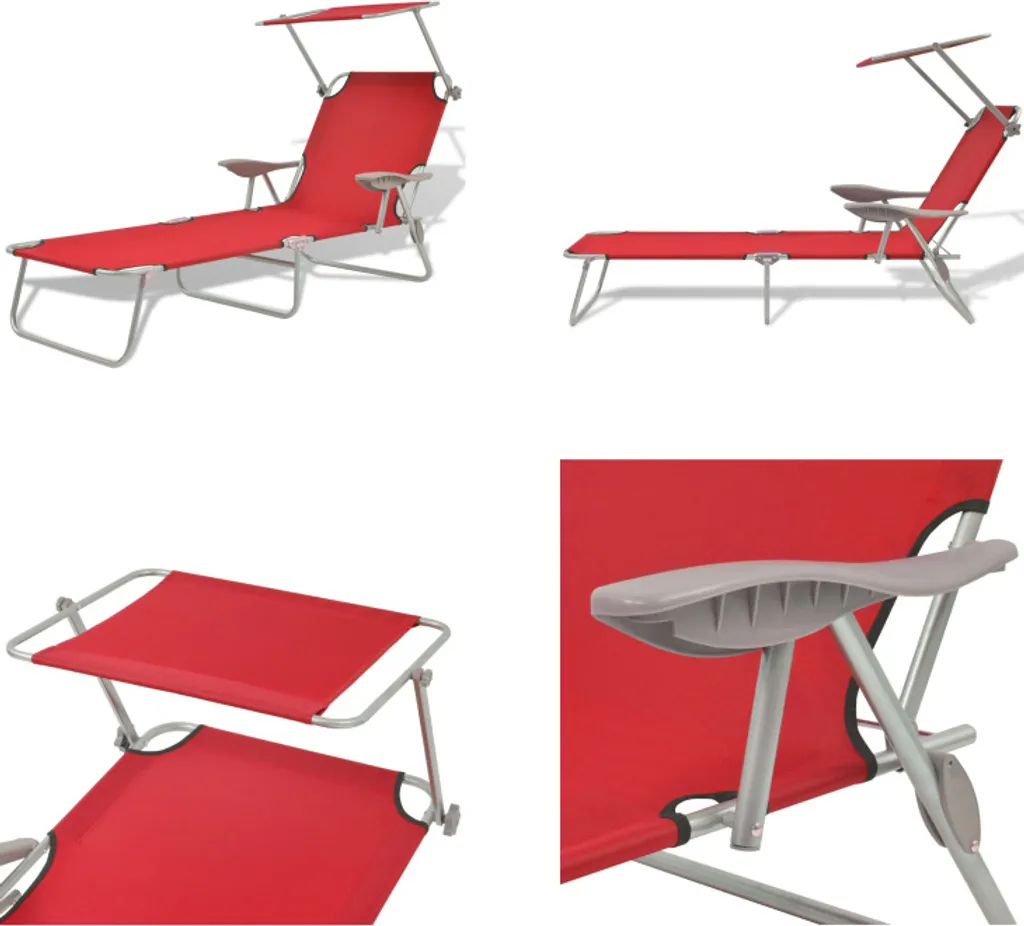 Lettino da Sole vidaXL con Parasole Rosso - Comfort per Esterni