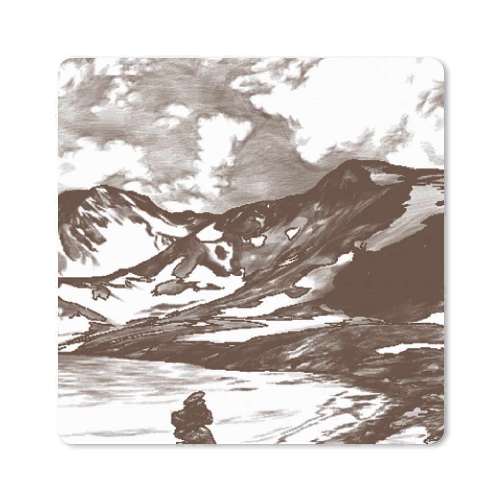 MuchoWow Mauspad Mousepad Berg - Meer - Strand 30x30 cm - Mousepads - Maus Mat - Pad - Mausunterlage - Gaming