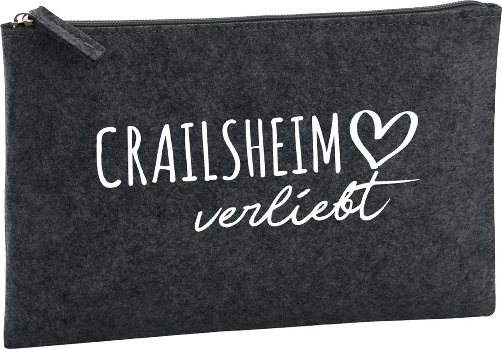 Huuraa Kulturbeutel Crailsheim verliebt 1 Liter Charcoal Filz Kosmetiktasche Geschenkidee